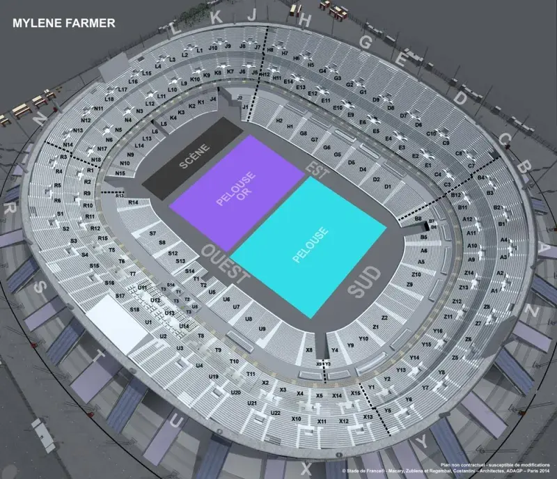 Plan de salle Mylène FARMER le 1er octobre 2024 au Stade de France